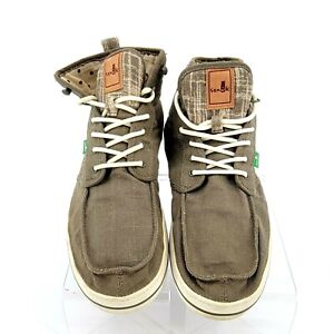  Sanuk High Top Shoes Sneakers  10 US/43 EU Greenish/Beige Casual Lace Up