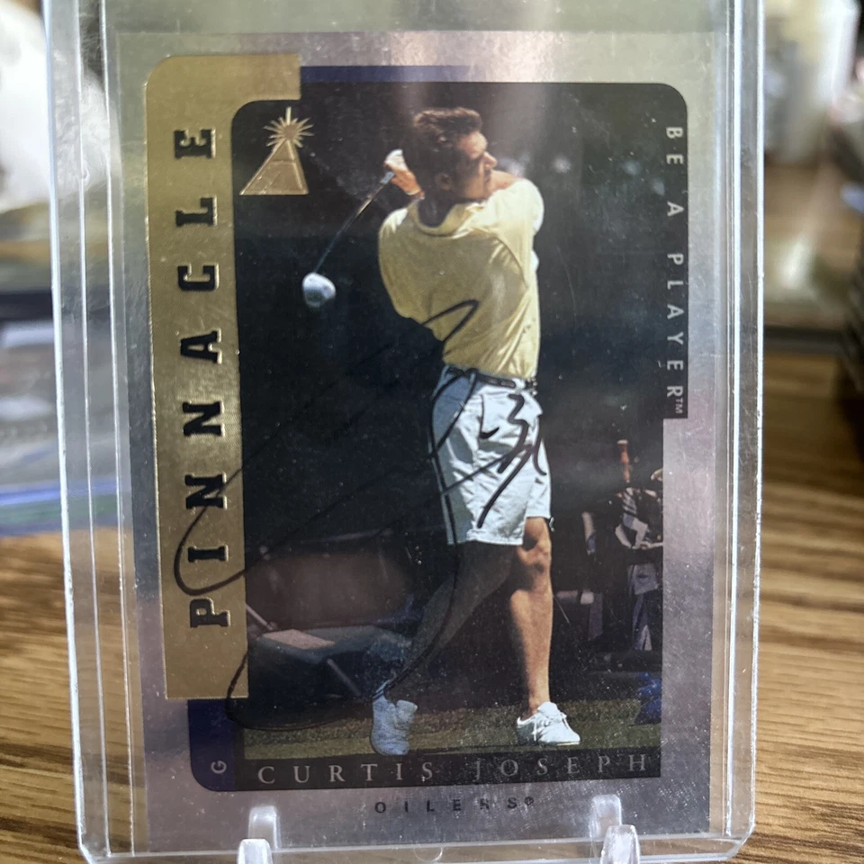 Pinnacle Curtis Joseph 1999-97 automático raro Be A Player NHL Golf Auto Engrasadores Azules Foto 1 de 3