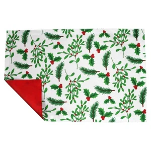 Weihnachten Stechpalme Beere Wende Tischsets 4er oder 6er Set Wiederverwendbar Polyester  - Bild 1 von 7