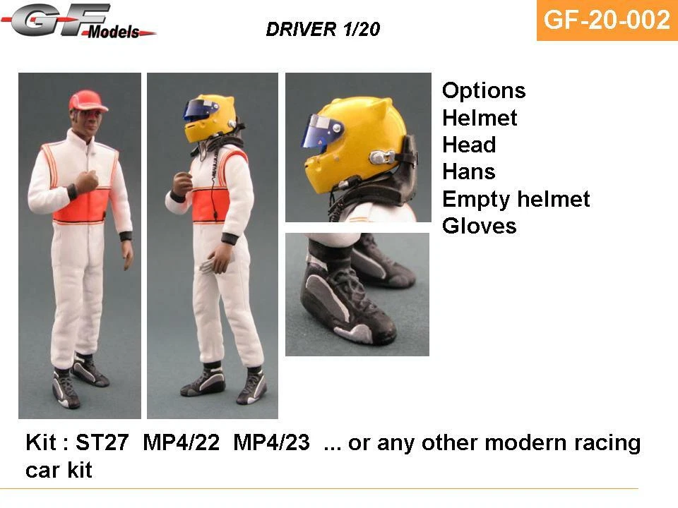 GF MODELS 20-002 DRIVER (FIGURINO PILOTA) - KIT MONTAGGIO 1/20 RESINA - Immagine 1 di 1