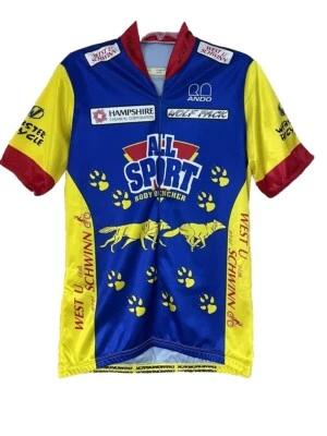 Mens Medium Cycling Shirt 3/4 Zip Short Sleeve Pockets Schwinn Wolf Blue - Image 1 of 4