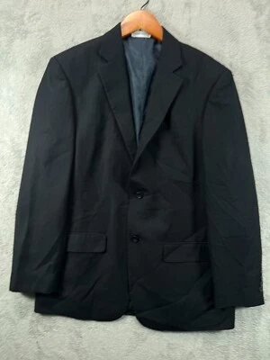 Jaqueta masculina 40R terno blazer casaco geoffry beene listra azul marinho peito único - Imagem 1 de 4