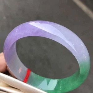 Natural Grade AAA  Icy Green Lavender Burmese Jade jadeite bracelet bangle 56mm - Picture 1 of 10