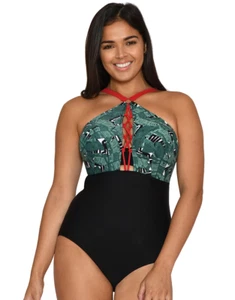 CURVY KATE CS006601 PARADISE PALM PLUNGE ONE PIECE SWIMSUIT - Picture 1 of 9