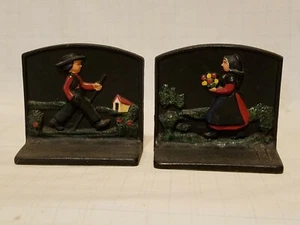 Vintage Cast Iron Bookends - Amish Boy & Girl - FINAL LISTING - Picture 1 of 6
