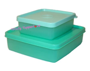 Tupperware Square Away Set of 2 Square Round Keepers Green & Mint NEW ❤️ - Bild 1 von 2
