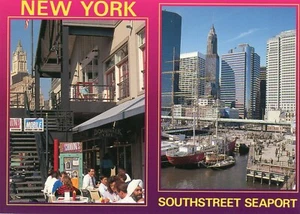 South Street Seaport, centro financiero en segundo plano, ciudad de Nueva York -- postal - Imagen 1 de 2