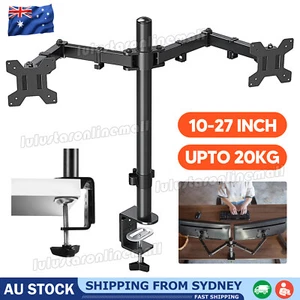 Artiss Monitor Stand Dual Arm Desk Mount 27'' HD LED TV Screen Holder Bracket - Picture 1 of 12