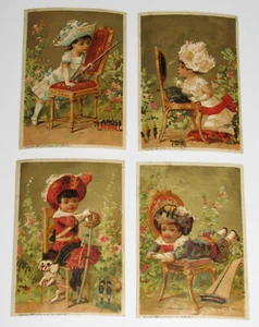 VINTAGE VIKTORIANISCHE HANDELSKARTEN KEINE ANZEIGE MENGE 4 KINDER SPIELZEUGSOLDATEN SCHWERT KANONE SCHIFF - Bild 1 von 10