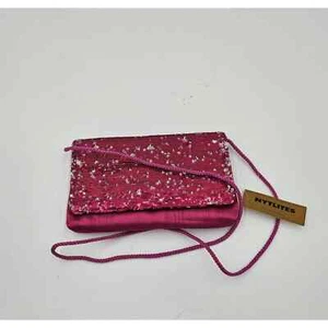 NY Lites by LA Regale Vintage Rosa Silber Pailletten Umhängetasche 8,5"×5" - Bild 1 von 14
