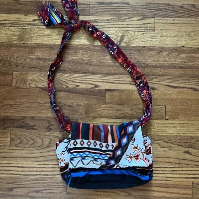 RARE ZARA WOMEN'S MULTI PRINTED HANDKERCHIEF FABRIC BAG BLOGGERS FAV!!! - Image 1 of 4