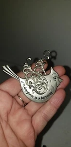 ALWAYS IN MY HEART CARDINAL ORNAMENT A DAUGHTER IS A BLESSING GANZ PEWTER TONE - Picture 1 of 5