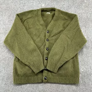 VINTAGE Wollpullover Grün Herren M? Grüne Strickjacke Mohair? Kurt Cobain 3 lagig 60er Jahre - Bild 1 von 10