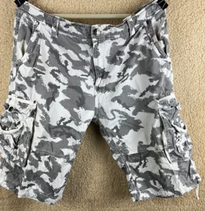 Rock Revolution Mens Size 38 Gray & White 8 Pocket Cargo Shorts 100% Cotton - Picture 1 of 16