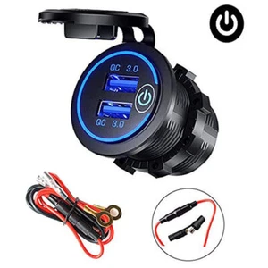Dual QC 3.0 USB PD Fast Car Charger Socket Adapter 12V/24V Power Outlet US - Picture 1 of 6