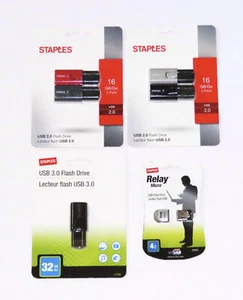 Staples Brand High-Quality Flash Drives (6 Drives, Mixed Lot) — NEW — FREE Ship - Picture 1 of 1