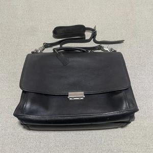 Borsa messenger vintage Smith & Jones in pelle nera valigetta robusta orig americana - Foto 1 di 23