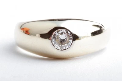 Solitär Brillant Diamant Herren Ring 585 14K Gelb Gold Gr. 61 - Bild 1 von 4