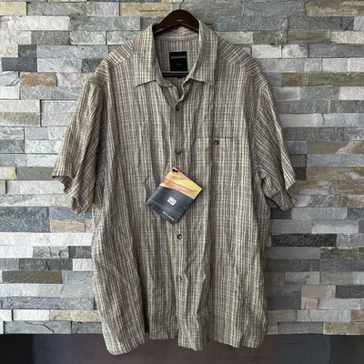 NWT Smith Center Mens Button Up Shirt L beige Short Sleeve Hemp USA - Image 1 of 4