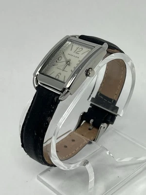 Reloj para mujer Anne Klein Y121E 10/9997 cuero negro esfera plateada tanque damas Foto 1 de 4
