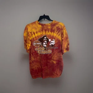 2002 Grand Cayman Harley Davidson Pirate Tie Dye T Shirt Large - Picture 1 of 9