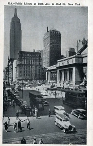NEW YORK CITY - Öffentliche Bibliothek in der Fifth Ave. und 42nd St., Doppeldeckerbusse - Bild 1 von 2