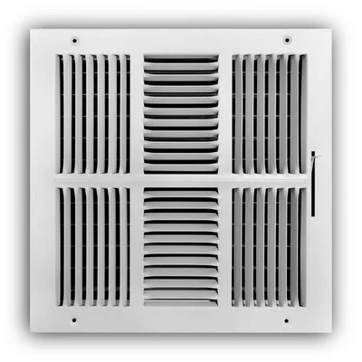12 pulgadas X 12 in. Registro de pared/techo de acero de 4 vías en blanco-E104M12X12 Foto 1 de 4
