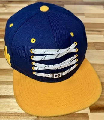 ZEPHYR Michigan Wolverines Shoelace Hat Navy Maize Snapback NCAA College Cap - Image 1 of 4
