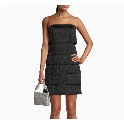 Vestido Jay Godfrey Negro Mezcla Seda Flecos Sin Tirantes Fiesta Cóctel Para Mujer Foto 1 de 4