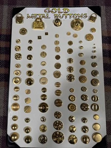 Collectible JHB SALESMAN SAMPLE BUTTON Card-Golden Medal Buttons-approx. 100 - Picture 1 of 14