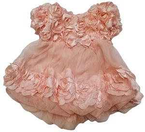 Nannette Baby PINK Rose Dress 0/3 Months - Picture 1 of 8