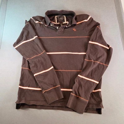 Camisa Polo Abercrombie & Fitch Marrón Rayas Manga Larga XL Ajuste Muscular Foto 1 de 4