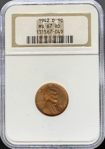 1942-D Lincoln Cent MS67RD NGC (#PA131567049) - Picture 1 of 2