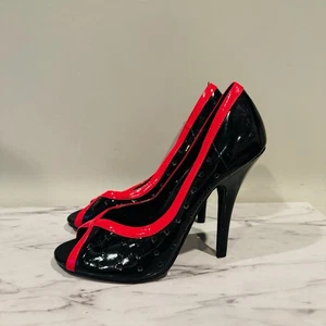 Pleaser Red And Black Patent Leather High Heels Women’s Size 7 - Picture 1 of 9