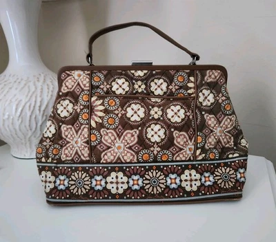 Vera Bradley Canyon Floral Marrón Naranja Mediano Cartera Cierre Bolso Doctor Foto 1 de 4