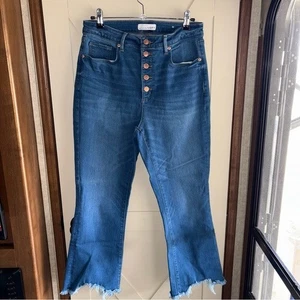 Jeans loft vita alta curvy kick crop orlo grezzo taglia 12/31 bottoni fly - Foto 1 di 11