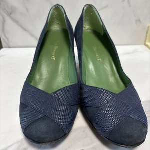L.K. Bennett Navy Suede Wedge Heels Women Japan Size 22/US Size 6 - Picture 1 of 6
