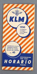 KLM TIMETABLE AUGUST 1950 CARIBBEAN EDITION SCHEDULE ROYAL DUTCH AIRLINES DC-6 - Picture 1 of 4