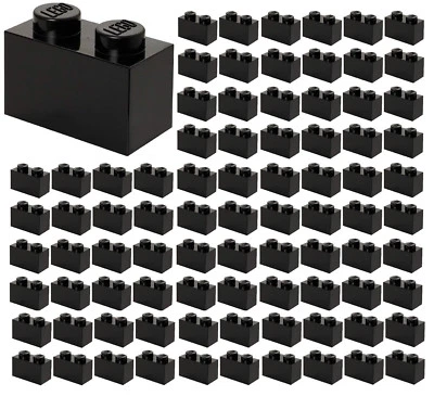 ☀️100x NEW LEGO 1x2 BLACK Bricks (ID 3004) BULK Parts City Building - Image 1 of 2