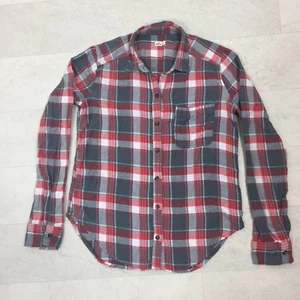 Hollister Damen Hemd Gr. XS kariert Flanell Langarm rot grau aqua Knopf Jrs - Bild 1 von 6