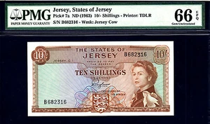 Jersey QEII 10 Shilling 1963 Pick-7a GEM UNC PMG 66 EPQ - Picture 1 of 2