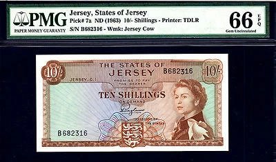 Jersey QEII 10 Shilling 1963 Pick-7a GEM UNC PMG 66 EPQ - Image 1 of 2