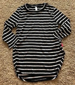 Girls Black White Stripe Long Sleeve Xhilaration Top XS 4/5 - Picture 1 of 1