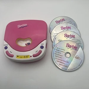 Vintage 1995 Mattel BARBIE For Girls Pretend CD Player W/ 4 CD'S Play Music Work - Picture 1 of 12