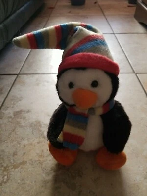 Russ Estrellas Brillantes PINGÜINO EN SOMBRERO Y BUFANDA 9" Peluche Juguete Multicolor Foto 1 de 4