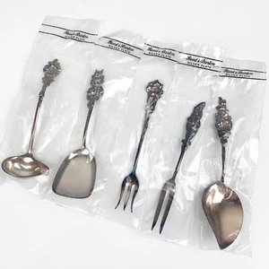 VTG Reed & Barton Harlequin "Wild Rose" Floral Motif Hostess Serving Set 5 Pcs - Picture 1 of 8