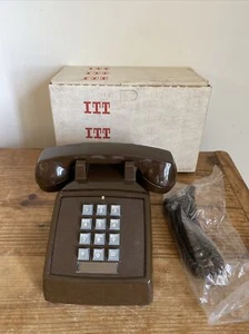 Vintage ITT Mode 2500 Brown Push Button Telephone New Old Stock w/ Box - Picture 1 of 13