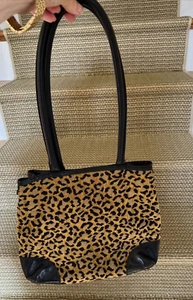 Stubbs & Wootton VINTAGE LEOPARD TAPESTRY BAG HANDBAG LEATHER HANDLES BRASS TRIM - Picture 1 of 7