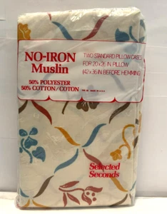 Fundas de almohada vintage de muselina sin planchar Selected Seconds 2 tamaño estándar nuevas en stock - Imagen 1 de 2