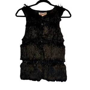 Louche Angora Rabbit Fur Vest Size AU 8 Black Vintage Boho Witchy Whimsygoth Sof - Picture 1 of 8